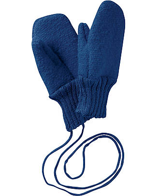 Disana Guanti in Lana Cotta - Blu Navy - 100% Lana Merino Bio Certificata GOTS Guanti