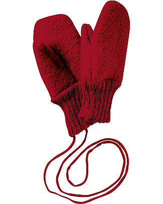 Disana Guanti in Lana Cotta - Bordeaux - 100% Lana Merino Bio Certificata GOTS Guanti