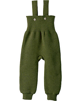 Disana Knitted Trousers - Olive - 100% Organic Merino Wool GOTS Certified Dungarees