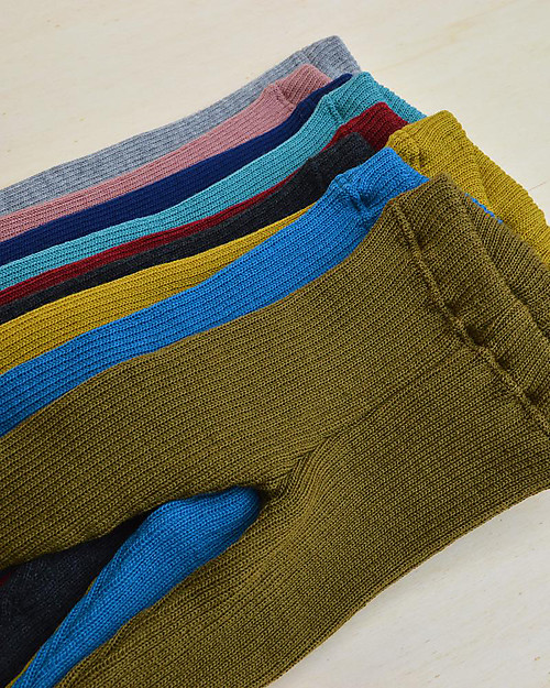 Disana Leggings in Maglia a Costine, Grigio - Pura Lana Merino Leggings