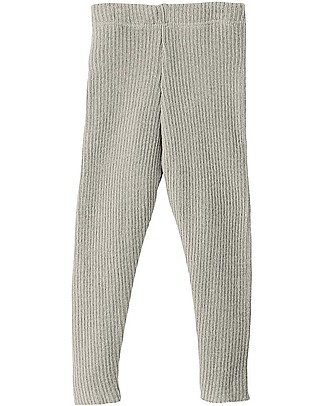 Disana Leggings in Maglia a Costine, Grigio - Pura Lana Merino Leggings