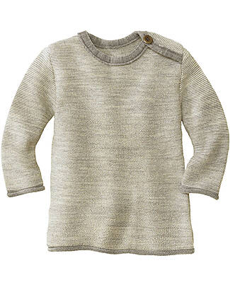 Disana Maglione Melange Maniche Lunghe - Grey Natural - 100% Lana Merino Bio Certificata GOTS Maglioni