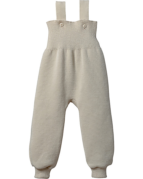 Disana Salopette in Maglia di Lana, Grigio Chiaro Salopette