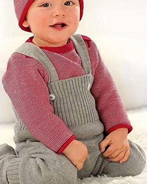 Disana Salopette in Maglia - Grigio - 100% Lana Merino Bio Salopette