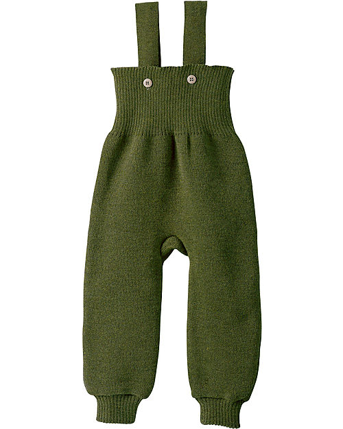 Disana Salopette in Maglia - Verde Oliva - 100% Lana Merino Bio Certificata GOTS Salopette