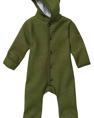 Disana Tuta Manica Lunga in Lana Cotta - Verde Oliva - 100% Lana Merino Bio Certificata GOTS Tutine Lunghe