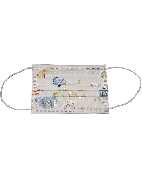 Dispositivi di Protezione Individuale 50 x Mascherine Filtranti Monouso Fantasia Elefanti per Bambini - Tipo 2R - 3 Strati - Made in Italy Mascherine Protettive_