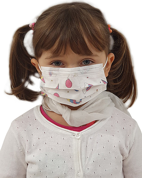 Dispositivi di Protezione Individuale 50 x Mascherine Filtranti Monouso Fantasia Unicorno per Bambine - Tipo 2R - 3 Strati - Made in Italy Mascherine Protettive_