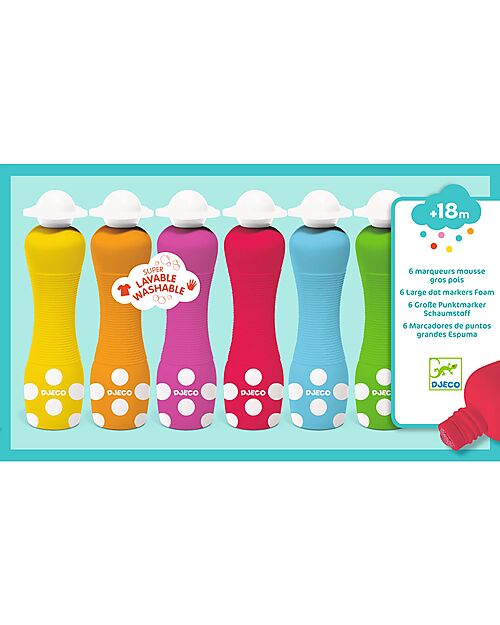 Djeco 6 Pennarelli Ergonomici Per Bambini - dai 18 Mesi Disegnare e Colorare