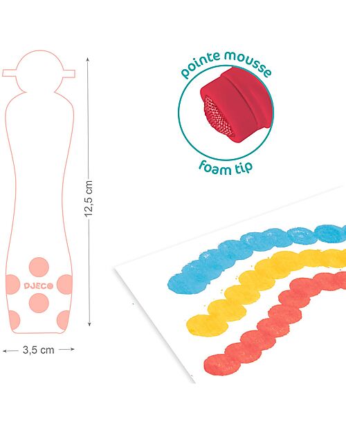 Djeco 6 Pennarelli Ergonomici Per Bambini - dai 18 Mesi Disegnare e Colorare