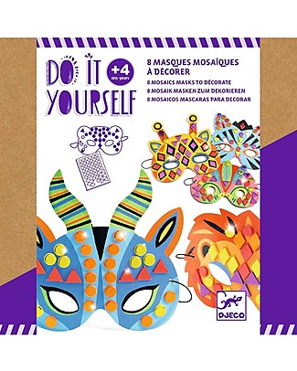 Djeco 8 Maschere Mosaico da Decorare - dai 4 anni Disegnare e Colorare