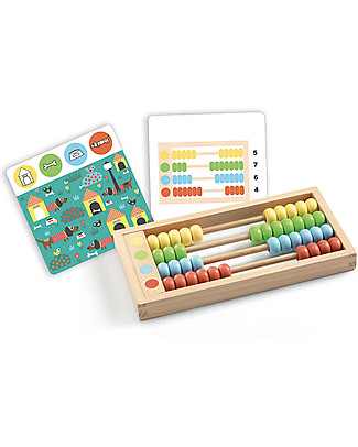 Djeco Abaco Perlix con Schede per Contare - Educativo e Divertente Incastri In Legno