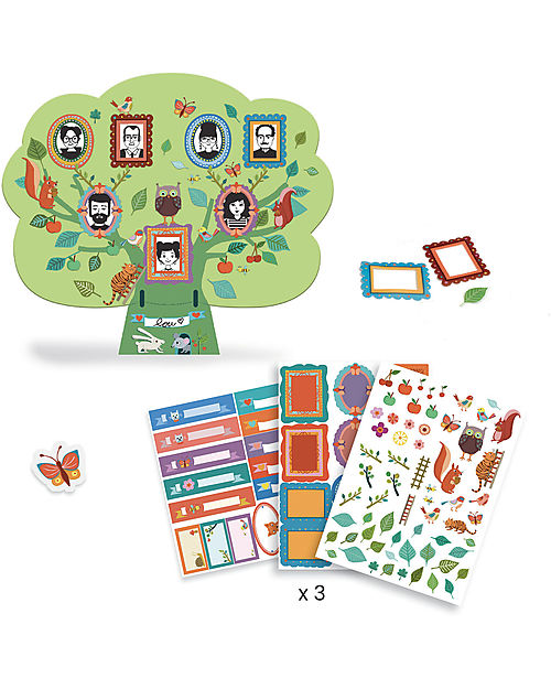 Djeco Albero Genealogico da Creare - con Adesivi - 4+ Kit Fai Da Te