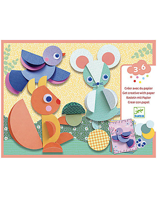 Djeco Attività di Collage Round and Round - Immagini in Rilievo! Kit Fai Da Te
