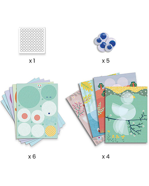 Djeco Attività di Collage Round and Round - Immagini in Rilievo! Kit Fai Da Te