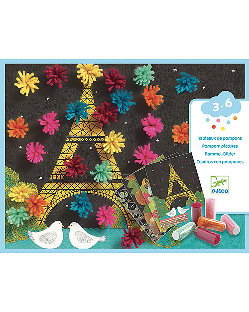 Djeco Attività di Collage - Un'esplosione di Pompon! Puzzle