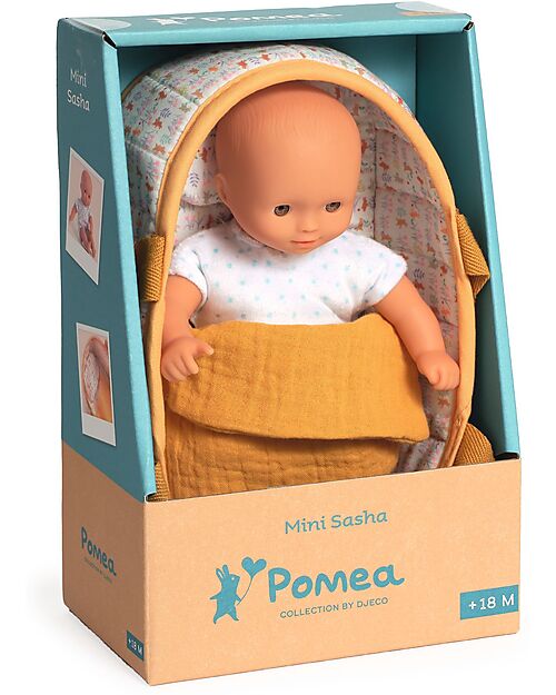 Djeco Bambola Mini Sasha e Culla - Pomea Collection - 20 cm Bambole