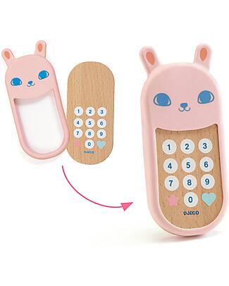 Djeco Borsetta Gattino con Cellulare, Chiavi e Orologio - da 18 Mesi Trousse e Pochette