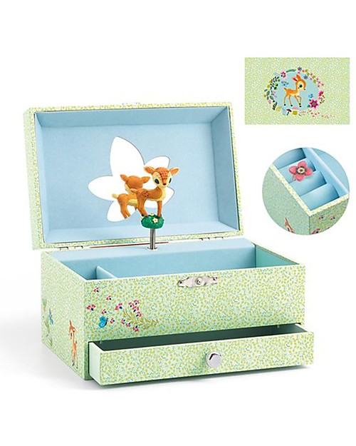 Djeco Carillon Portagioie con Cassetto e Specchietto - Cerbiatto Carillon