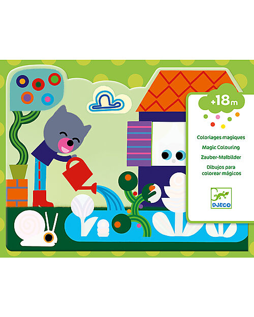 Djeco Cartoncini da Colorare con Pennarello ad Acqua - Nascosto in giardino Disegnare e Colorare