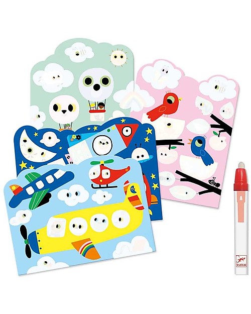 Djeco Cartoncini da Colorare con Penne ad Acqua! Disegnare e Colorare