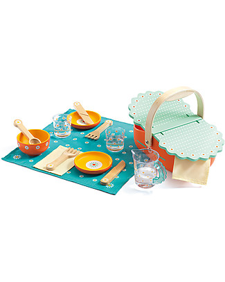 Djeco Cesto da Pic-Nic con Accessori - Legno Giochi Per Inventare Storie