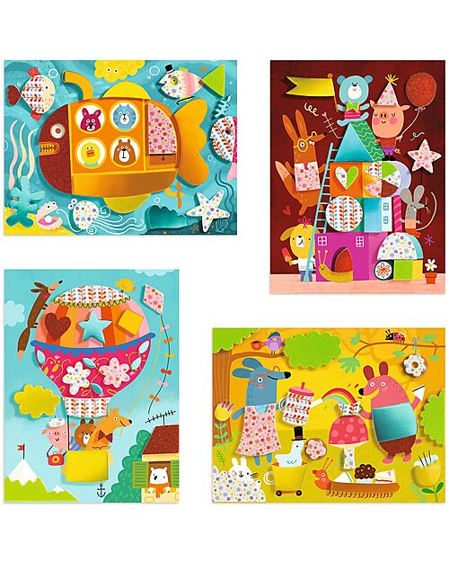 Djeco Collage per Bambini - Foam Fun - Include Fogli Adesivi Giochi Creativi