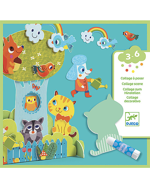 Djeco Collage per Bambini - Garden Pals - Include la Colla Giochi Creativi