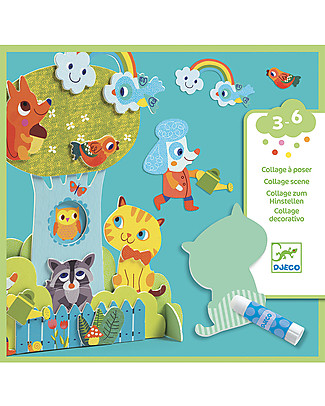 Djeco Collage per Bambini - Garden Pals - Include la Colla Giochi Creativi