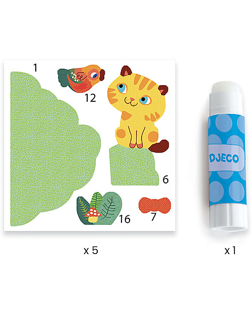 Djeco Collage per Bambini - Garden Pals - Include la Colla Giochi Creativi