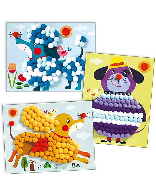 Djeco Collage per Bambini - Un'esplosione di Pompon! Giochi Creativi