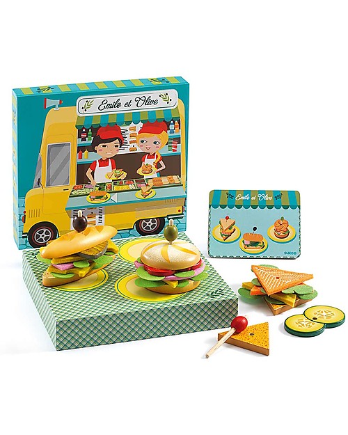 Djeco Crea i Panini con Emile e Olive - Legno Cibo Giocattolo