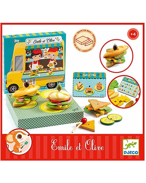 Djeco Crea i Panini con Emile e Olive - Legno Cibo Giocattolo