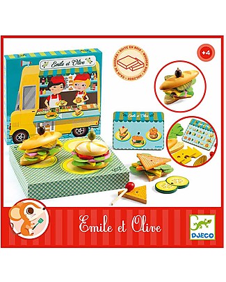 Djeco Crea i Panini con Emile e Olive - Legno Cibo Giocattolo