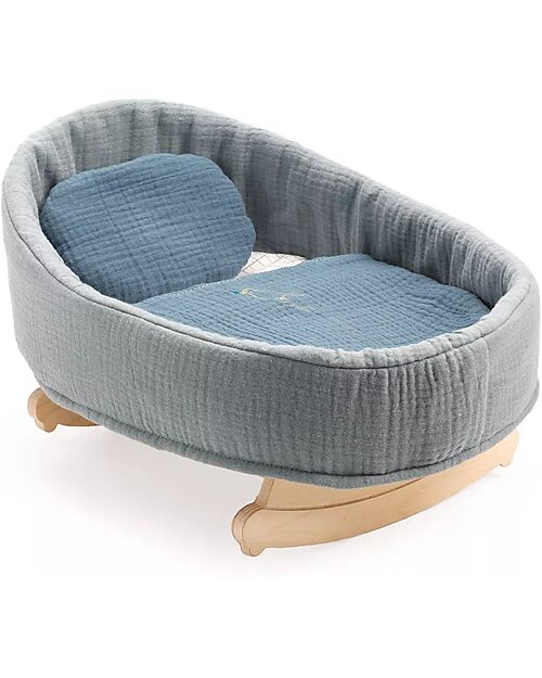 Djeco Culla a Dondolo per Bambola Pomea in Cotone - 39x20x27cm - Include Cuscino e Copertina Accessori Bambole