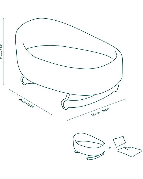 Djeco Culla a Dondolo per Bambola Pomea in Cotone - 39x20x27cm - Include Cuscino e Copertina Accessori Bambole