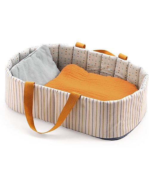 Djeco Culla per Bambola Pomea in Cotone - 36x22x10cm - Include Cuscino e Copertina Accessori Bambole