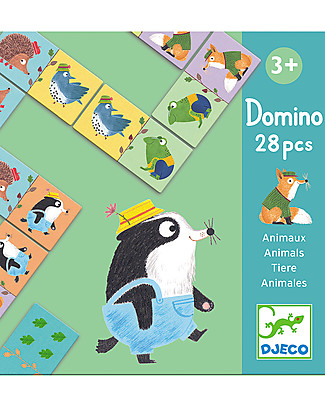 Djeco Domino in Legno degli Animali - 28 pezzi Giochi Da Tavolo