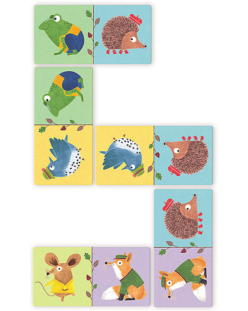 Djeco Domino in Legno degli Animali - 28 pezzi Giochi Montessoriani