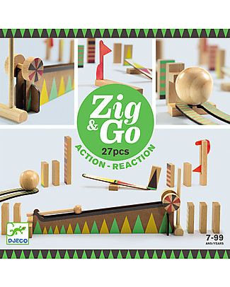Djeco Domino Zig&Go 27 pezzi - Crea Circuiti per Biglie Sempre Diversi! Giochi Da Tavolo