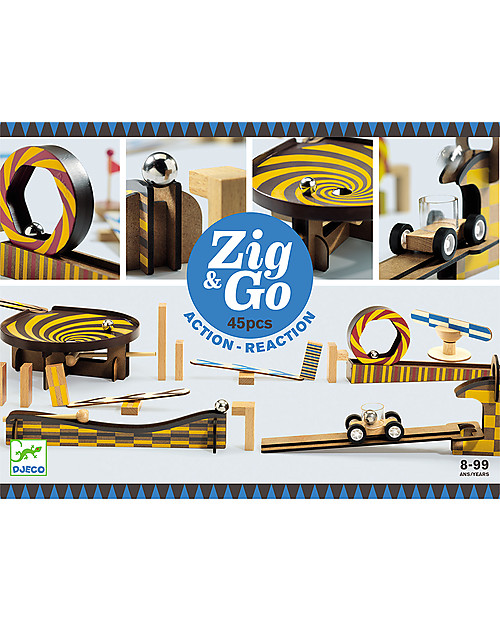 Djeco Domino Zig&Go 45 pezzi - Crea Circuiti Sempre Diversi! Giochi Montessoriani