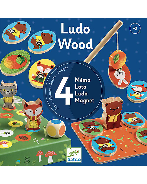 Djeco Gioco da Tavolo Ludo - Include Memo + Pesca + Tombola + Gioco Roll-and-Move Giochi da Tavolo