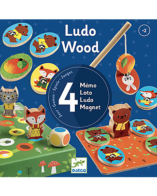 Djeco Gioco da Tavolo Ludo - Include Memo + Pesca + Tombola + Gioco Roll-and-Move Giochi da Tavolo