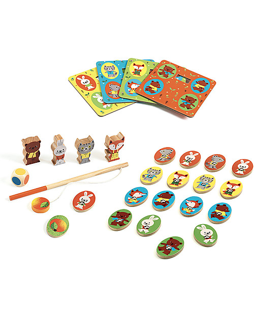 Djeco Gioco da Tavolo Ludo - Include Memo + Pesca + Tombola + Gioco Roll-and-Move Memory