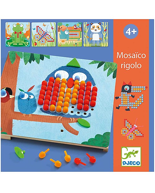 Djeco Gioco dei Chiodini, Mosaico Rigolo - 8 Figure Puzzle