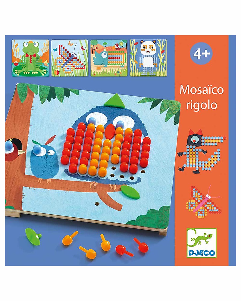 Djeco Gioco dei Chiodini, Mosaico Rigolo - 8 Figure unisex (bambini)