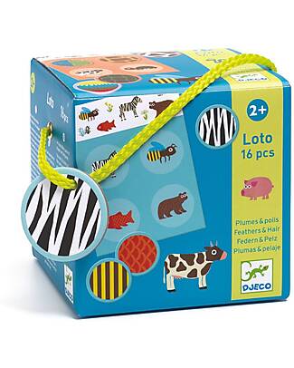 Djeco Gioco del Lotto Bingo Feathers&Fur - Gioco di Abbinamento e Memoria - Carta FSC Memory