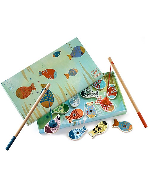 Djeco Gioco della Pesca con Magnete, Pesci - Legno Giochi per Inventare Storie