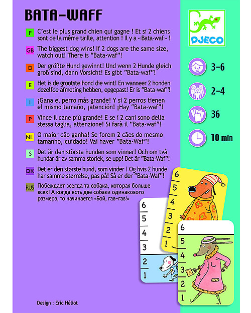 Djeco Gioco di Carte BataWaf - Vince il Cane Più Grande! Giochi da Tavolo