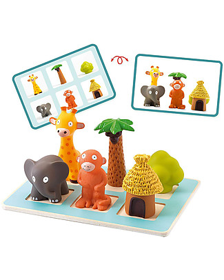 Djeco Gioco di Orientamento Spaziale Eduludo - Posiziona gli Animali Giochi Montessoriani